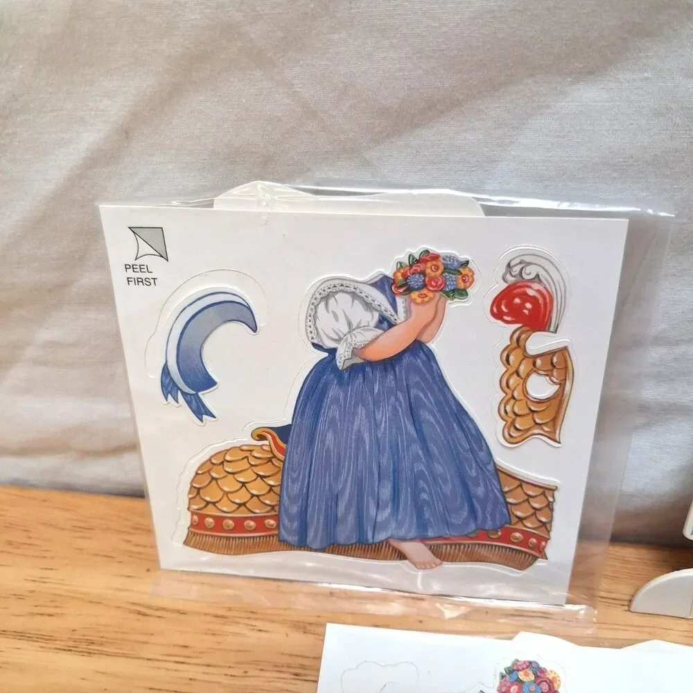 Vintage KIDOODLES Vinyl Cling Doll Girl on Horse 4 Clothing Sets Peck Aubry 1996